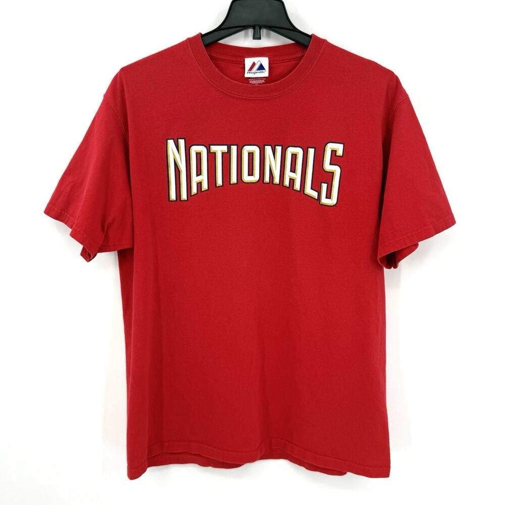 Majestic Washington Nationals Mens Size XL Red Graphic Logo T-Shirt MLB